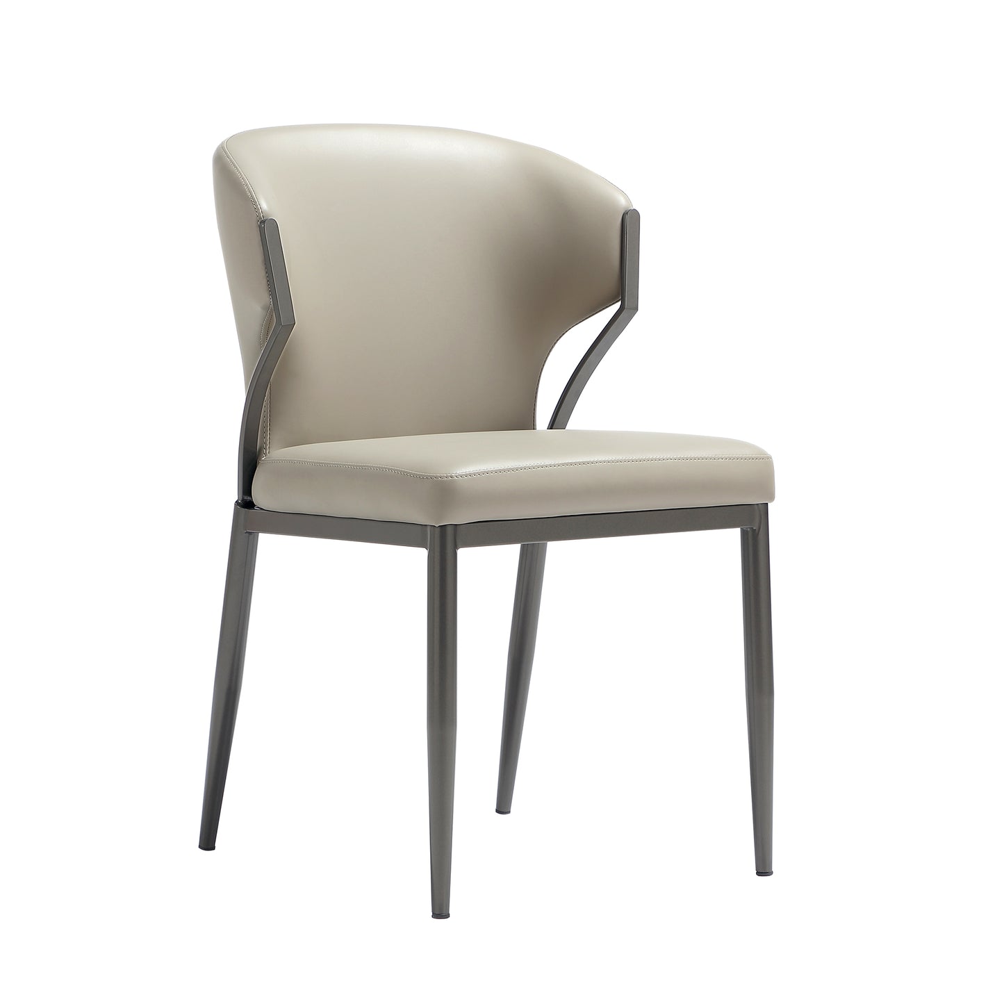 Kirsten Modern Metal Vegan Leather Dining Chair in Light Gray - Set of 2 DC098-LG