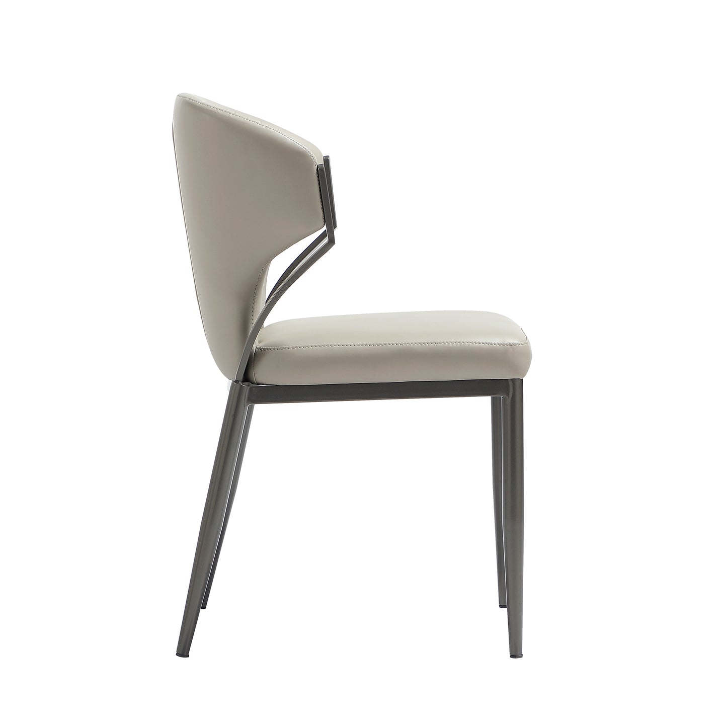 Kirsten Modern Metal Vegan Leather Dining Chair in Light Gray - Set of 2 DC098-LG