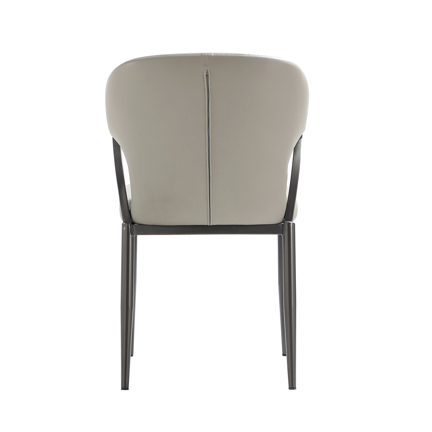 Kirsten Modern Metal Vegan Leather Dining Chair in Light Gray - Set of 2 DC098-LG