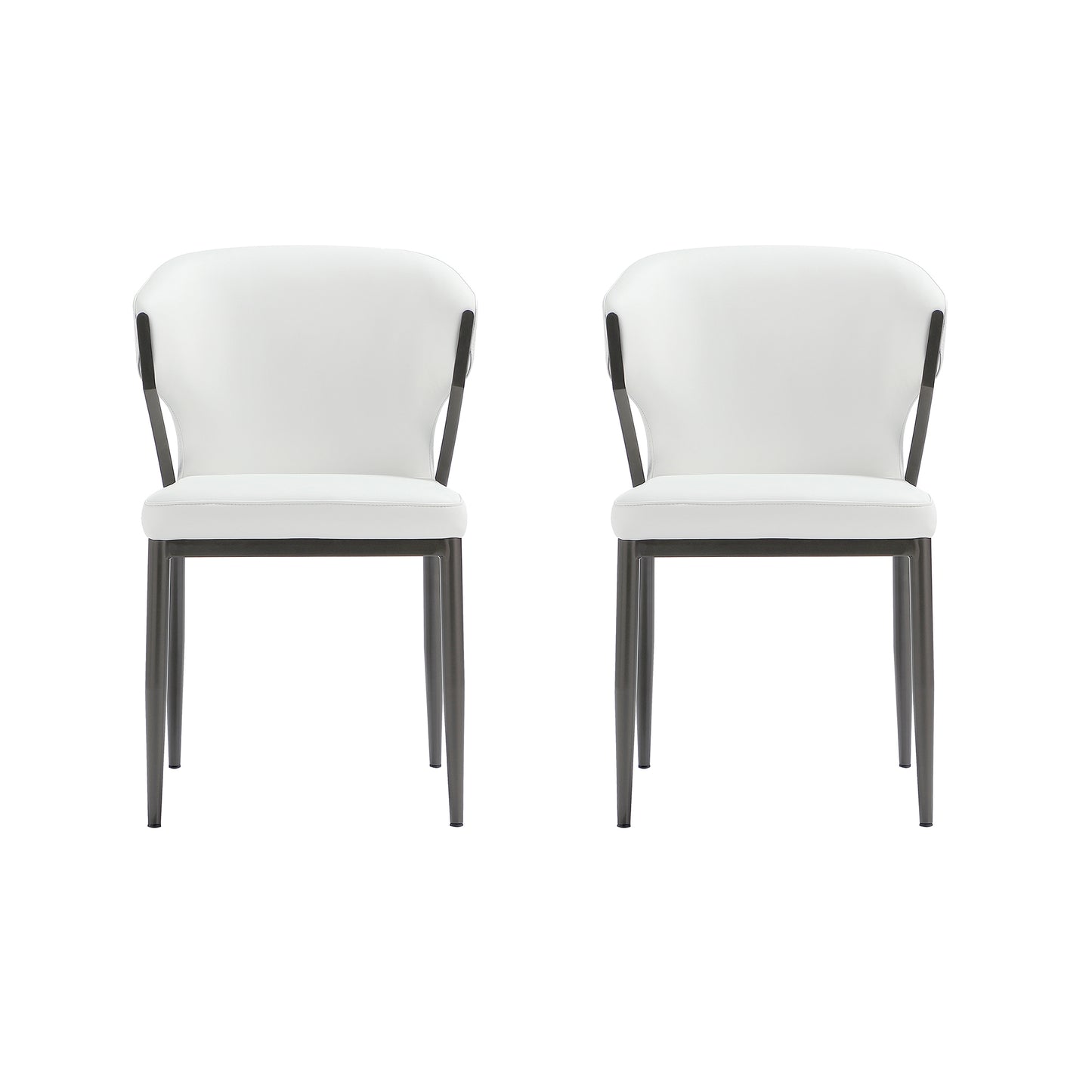Kirsten Modern Metal Vegan Leather Dining Chair in White - Set of 2 DC098-WH