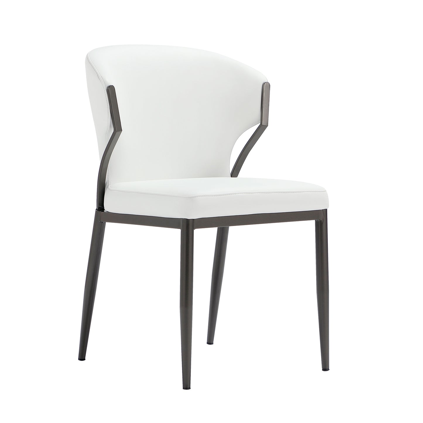 Kirsten Modern Metal Vegan Leather Dining Chair in White - Set of 2 DC098-WH