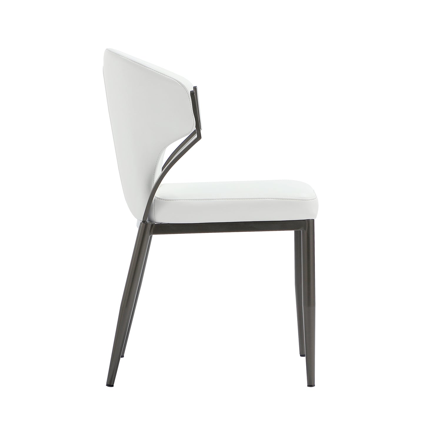 Kirsten Modern Metal Vegan Leather Dining Chair in White - Set of 2 DC098-WH