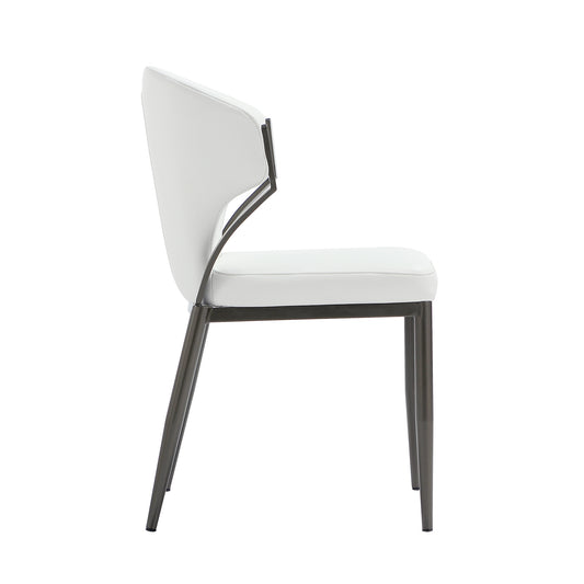 Kirsten Modern Metal Vegan Leather Dining Chair in White - Set of 2 DC098-WH