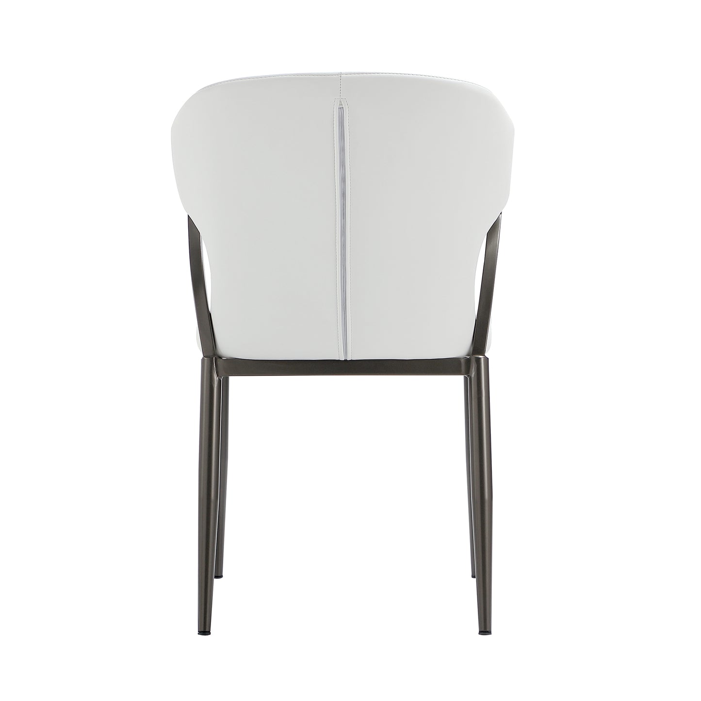 Kirsten Modern Metal Vegan Leather Dining Chair in White - Set of 2 DC098-WH