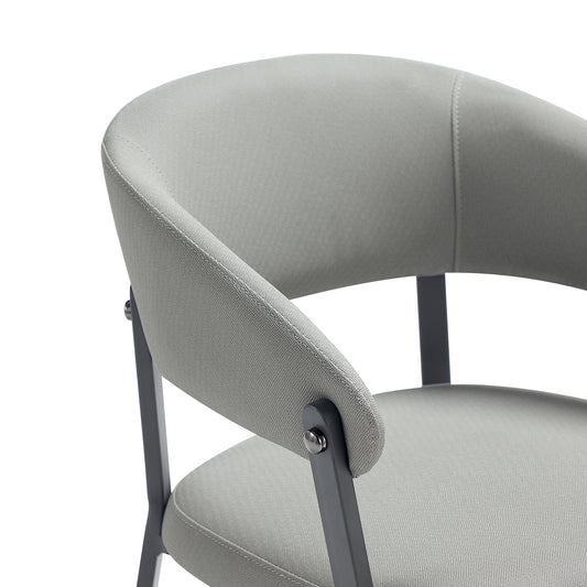 Belle Modern Metal Upholstered Dining Chair in Stone Gray DC099-GY