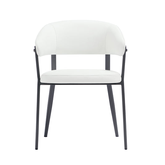 Belle Modern Metal Upholstered Dining Chair in White DC099-WH