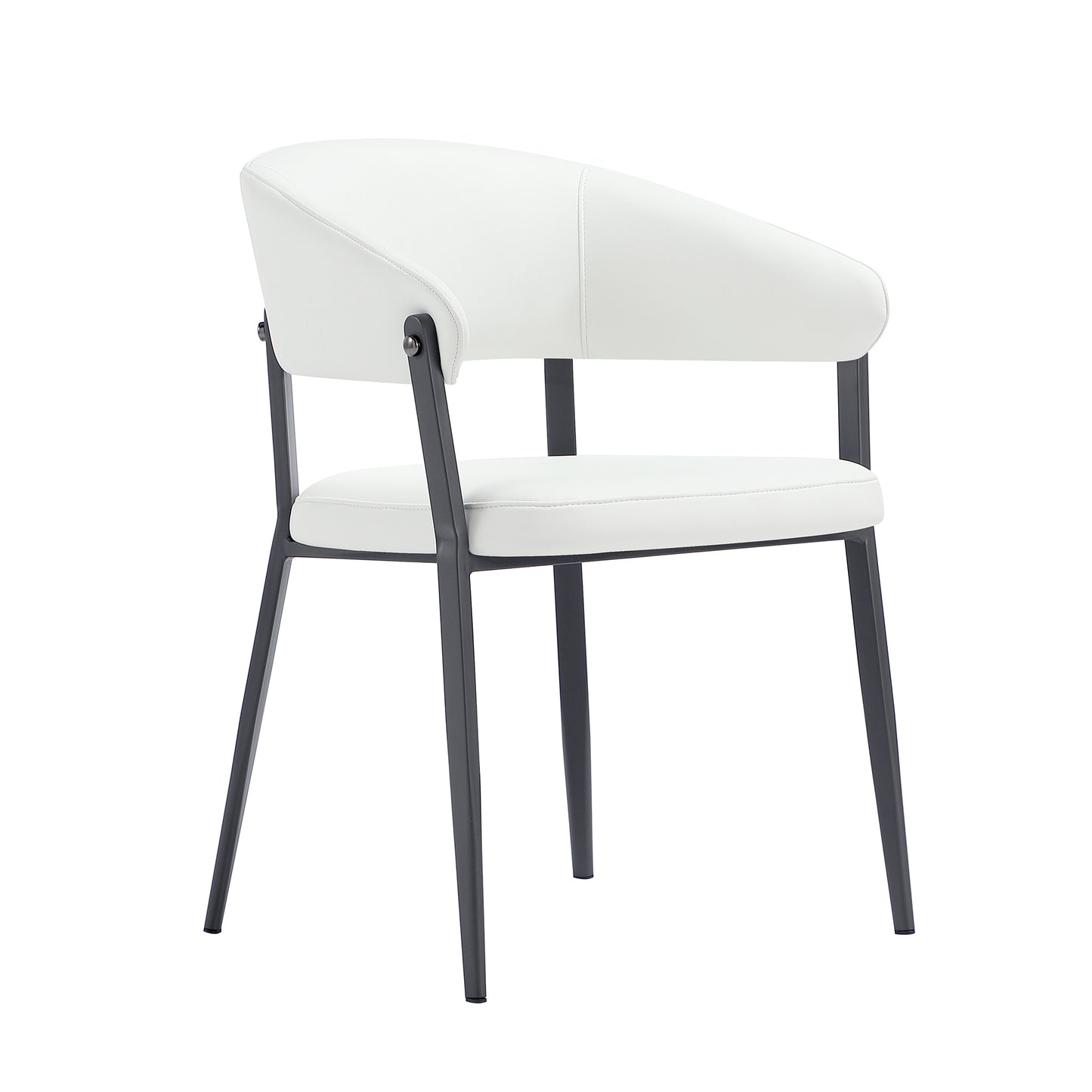 Belle Modern Metal Upholstered Dining Chair in White DC099-WH