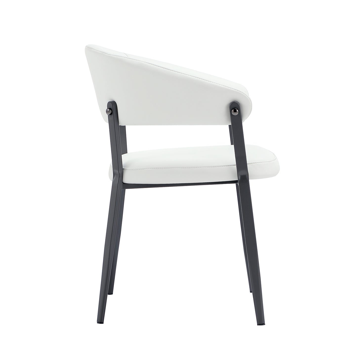 Belle Modern Metal Upholstered Dining Chair in White DC099-WH