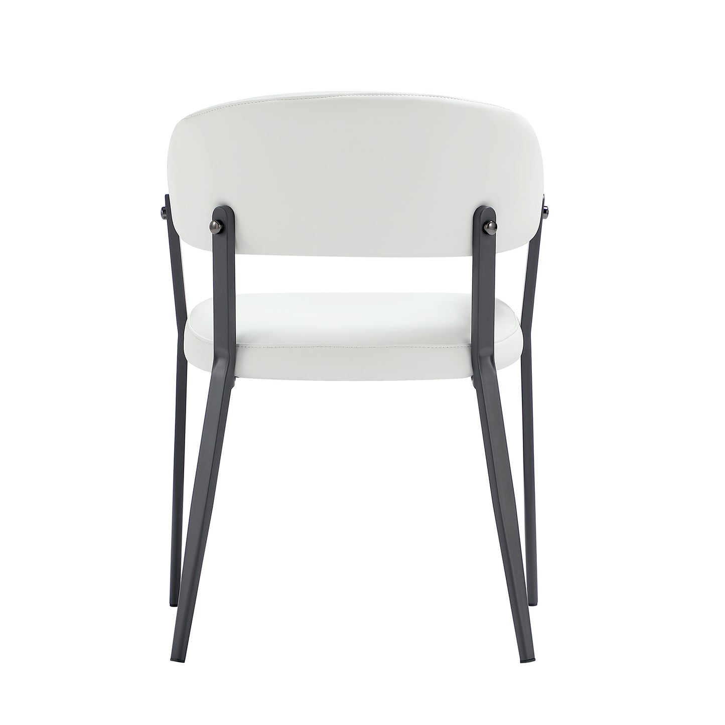 Belle Modern Metal Upholstered Dining Chair in White DC099-WH