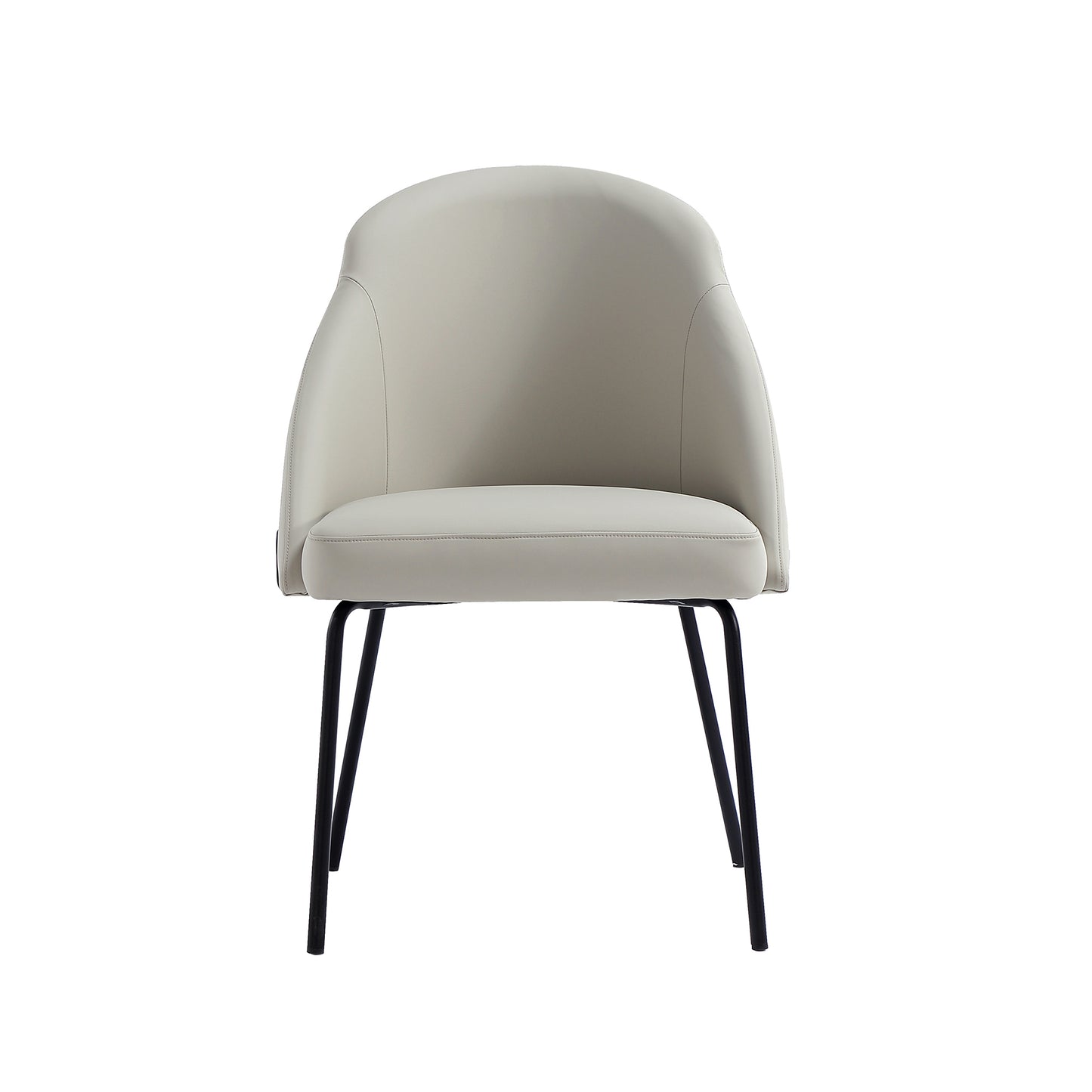 Gracie Modern Metal Vegan Leather Dining Chair in Stone Gray and Black DC100-BST