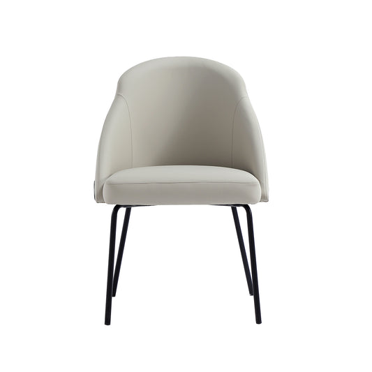 Gracie Modern Metal Vegan Leather Dining Chair in Stone Gray and Black DC100-BST