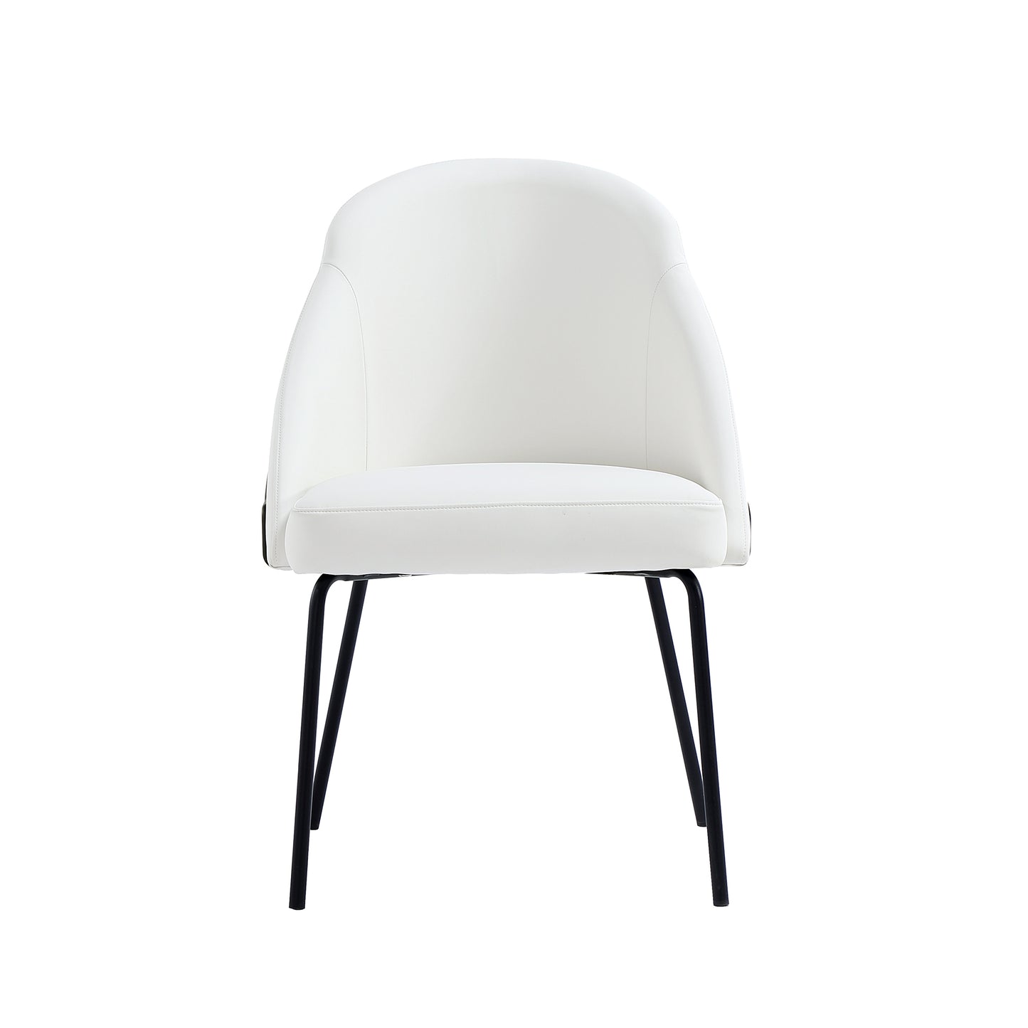 Gracie Modern Metal Vegan Leather Dining Chair in White and Black DC100-BWH