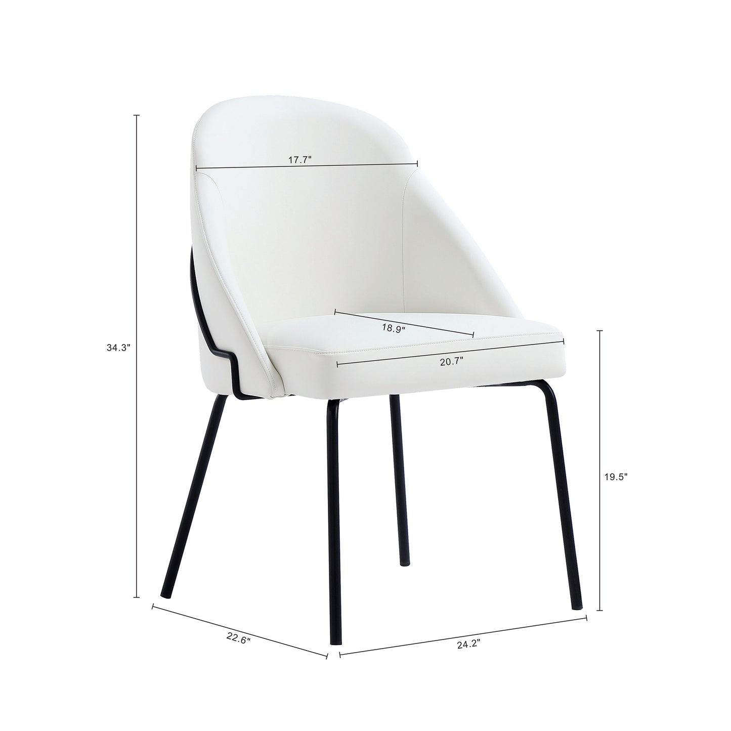 Gracie Modern Metal Vegan Leather Dining Chair in White and Black DC100-BWH