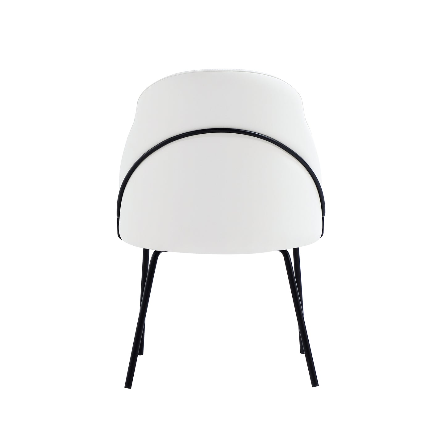 Gracie Modern Metal Vegan Leather Dining Chair in White and Black DC100-BWH