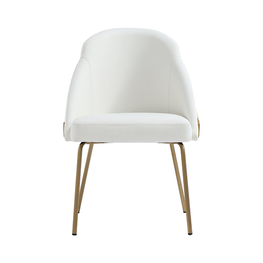 Gracie Modern Metal Vegan Leather Dining Chair in White and Gold DC100-GWH