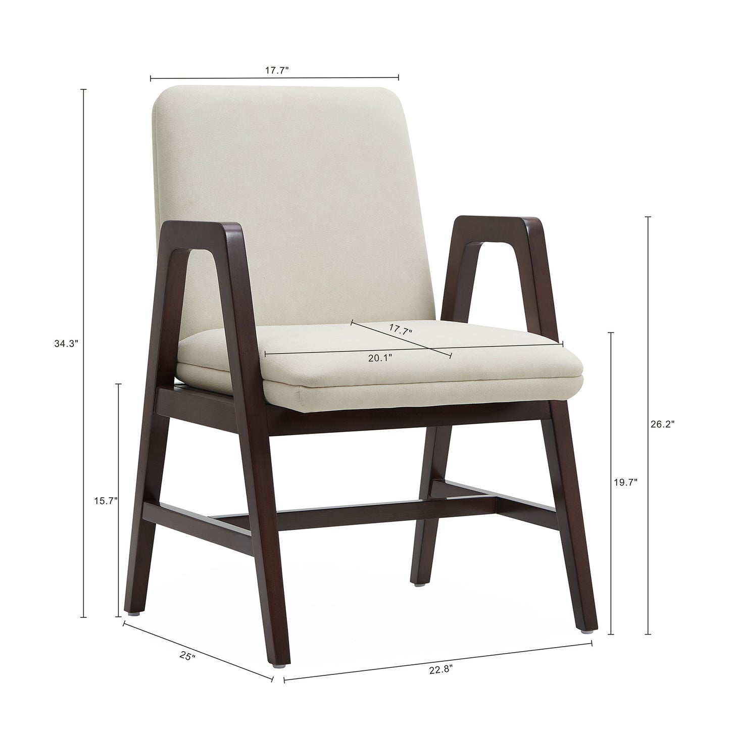 Stella Modern Wood Velvet Armchair in Cream DC101AR-CR