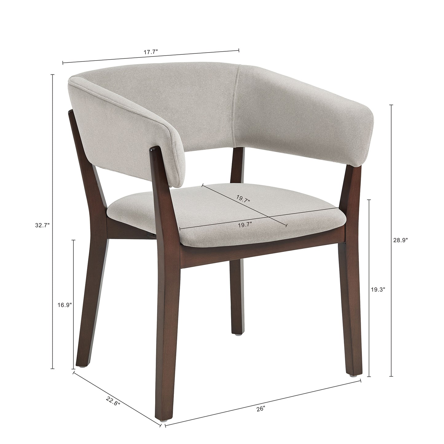Blake Modern Wood Faux Mohair Armchair in Greige DC102AR-GE