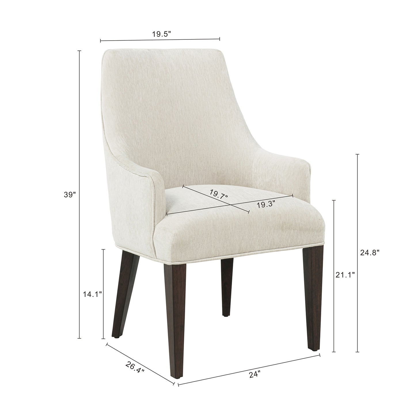 Beever Modern Wood Chenille Armchair in Cream DC103AR-CR