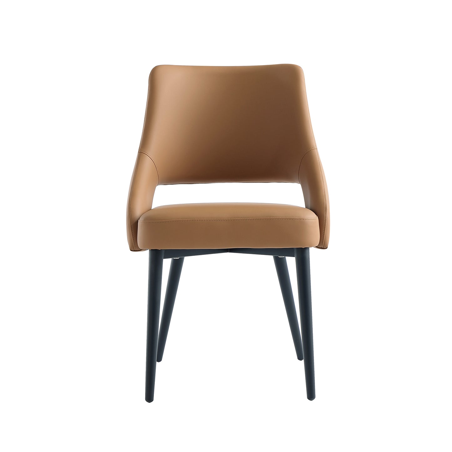 Tremont Modern Metal Vegan Leather Dining Chair in Saddle DC104-SD