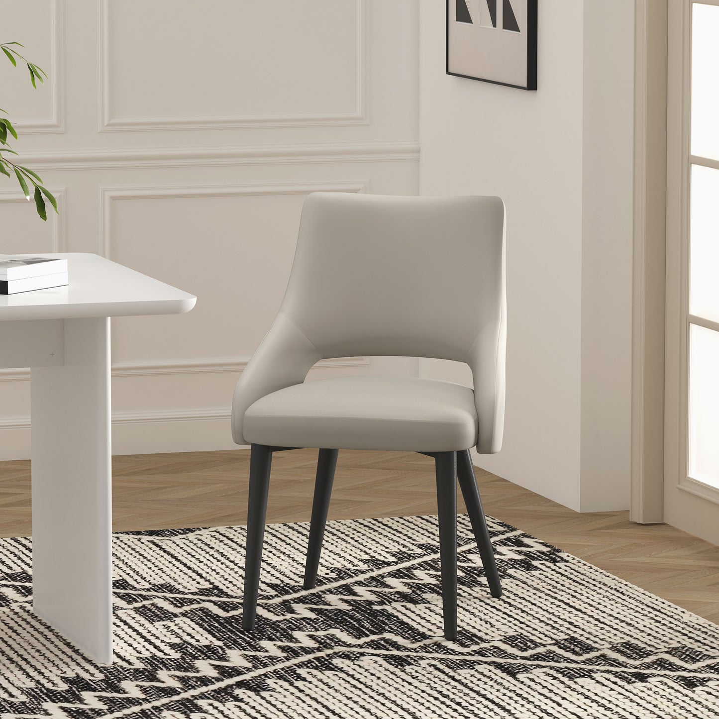 Tremont Modern Metal Vegan Leather Dining Chair in Stone Gray DC104-ST