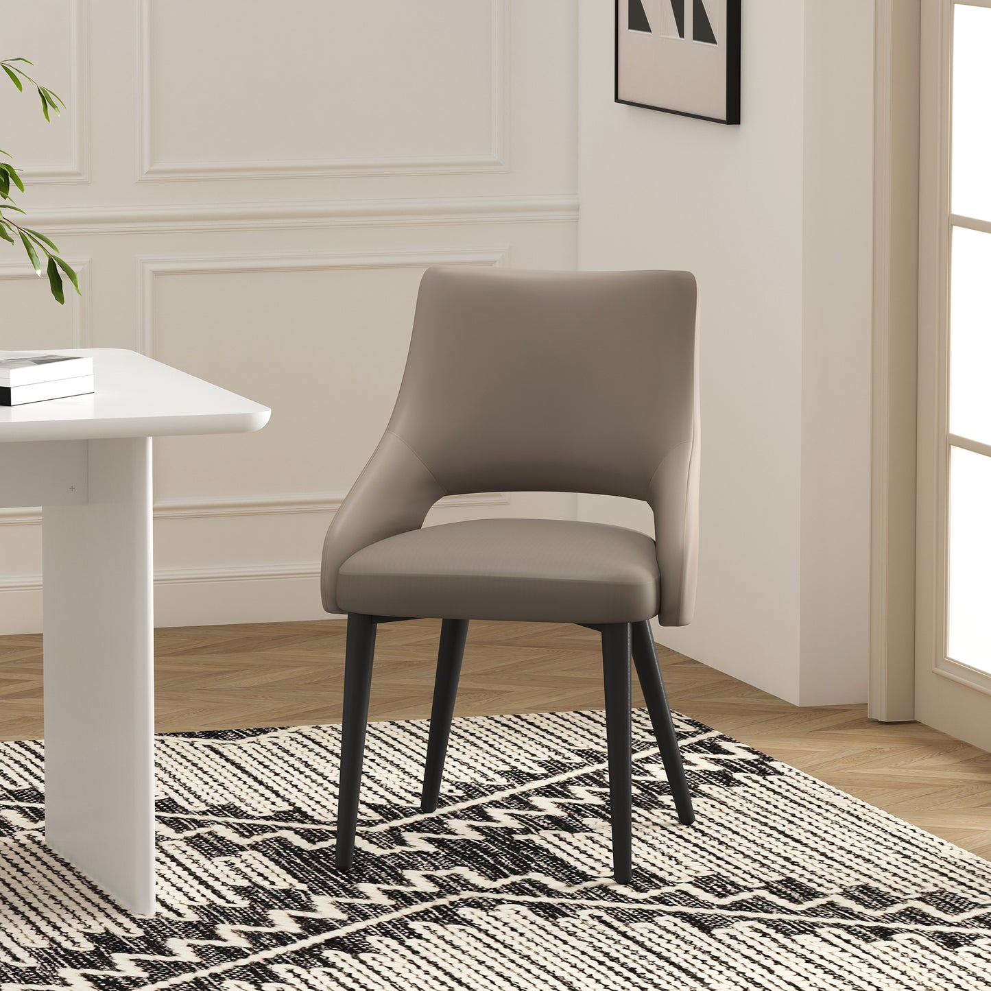 Tremont Modern Metal Vegan Leather Dining Chair in Taupe DC104-TP