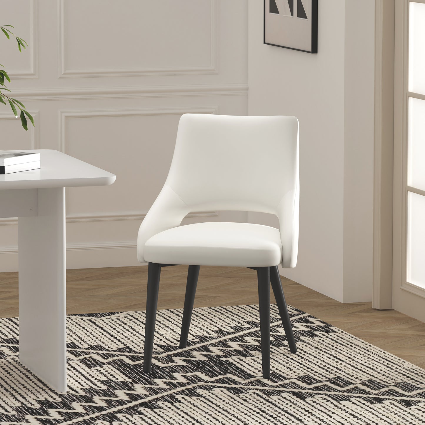 Tremont Modern Metal Vegan Leather Dining Chair in White DC104-WH