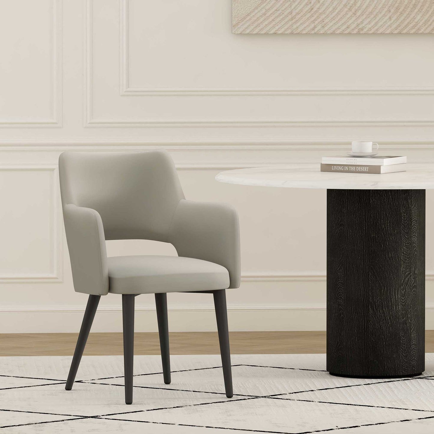 Tremont Modern Metal Vegan Leather Armchair in Stone Gray DC104AR-ST