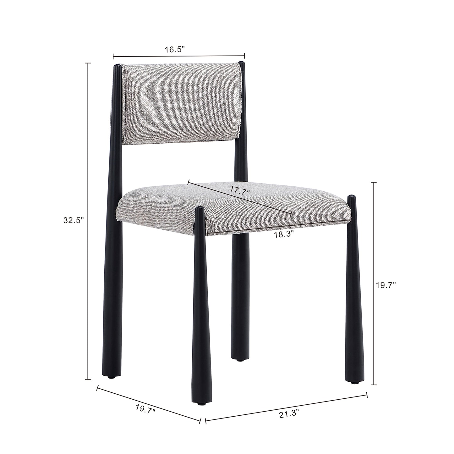 Lennor Mid-Century Modern Metal Boucle Side Chair in Champagne - Set of 2 DC1502-1