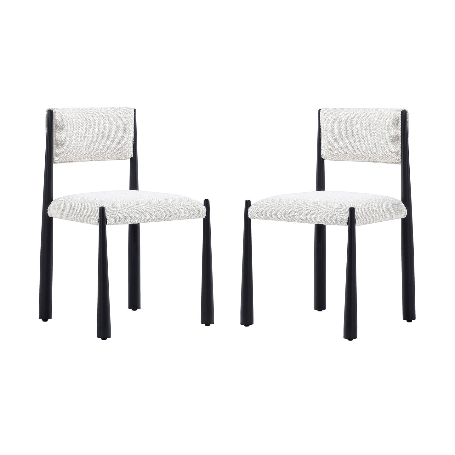 Lennor Mid-Century Modern Metal Boucle Side Chair in Cream - Set of 2 DC1502-2
