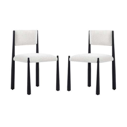 Lennor Mid-Century Modern Metal Boucle Side Chair in Cream - Set of 2 DC1502-2