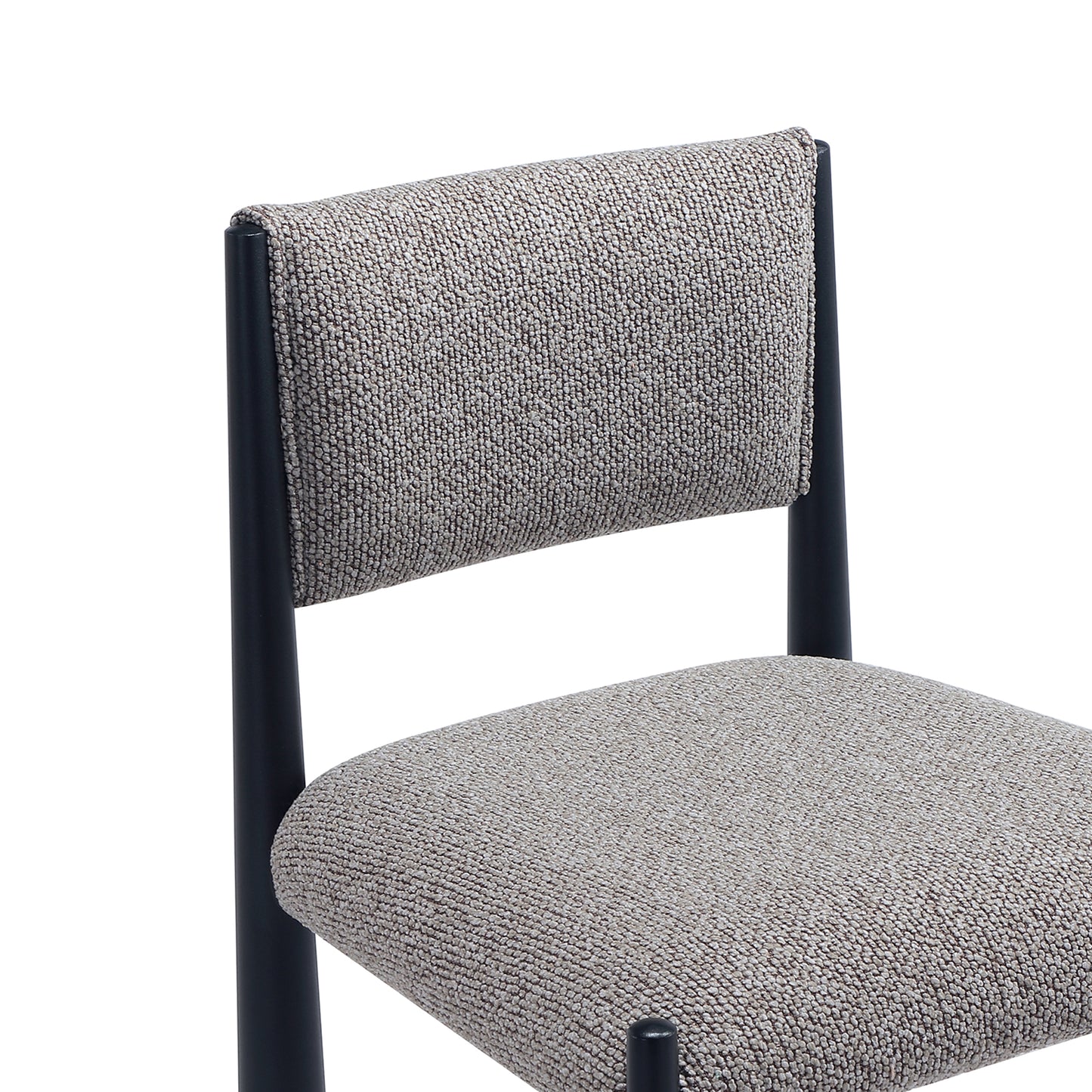 Lennor Mid-Century Modern Metal Boucle Side Chair in Mushroom - Set of 2 DC1502-3