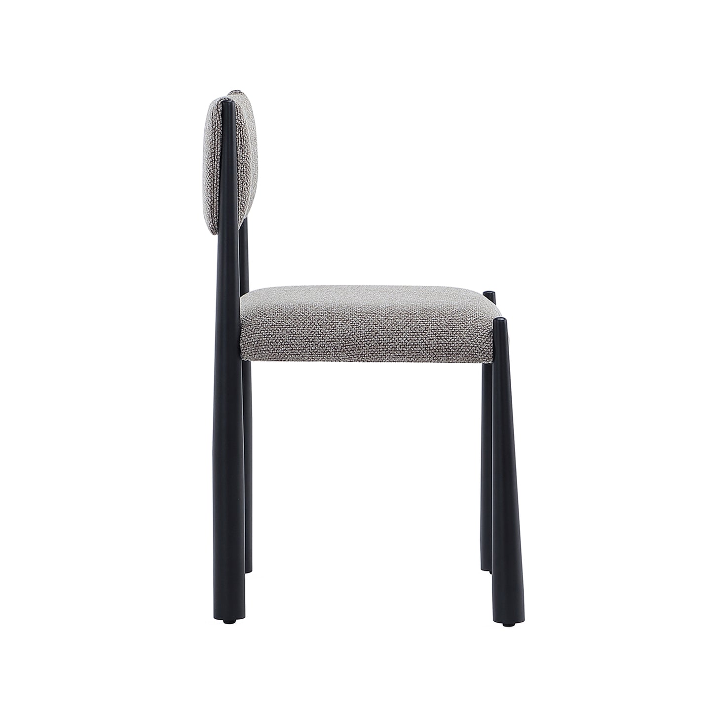 Lennor Mid-Century Modern Metal Boucle Side Chair in Mushroom - Set of 2 DC1502-3
