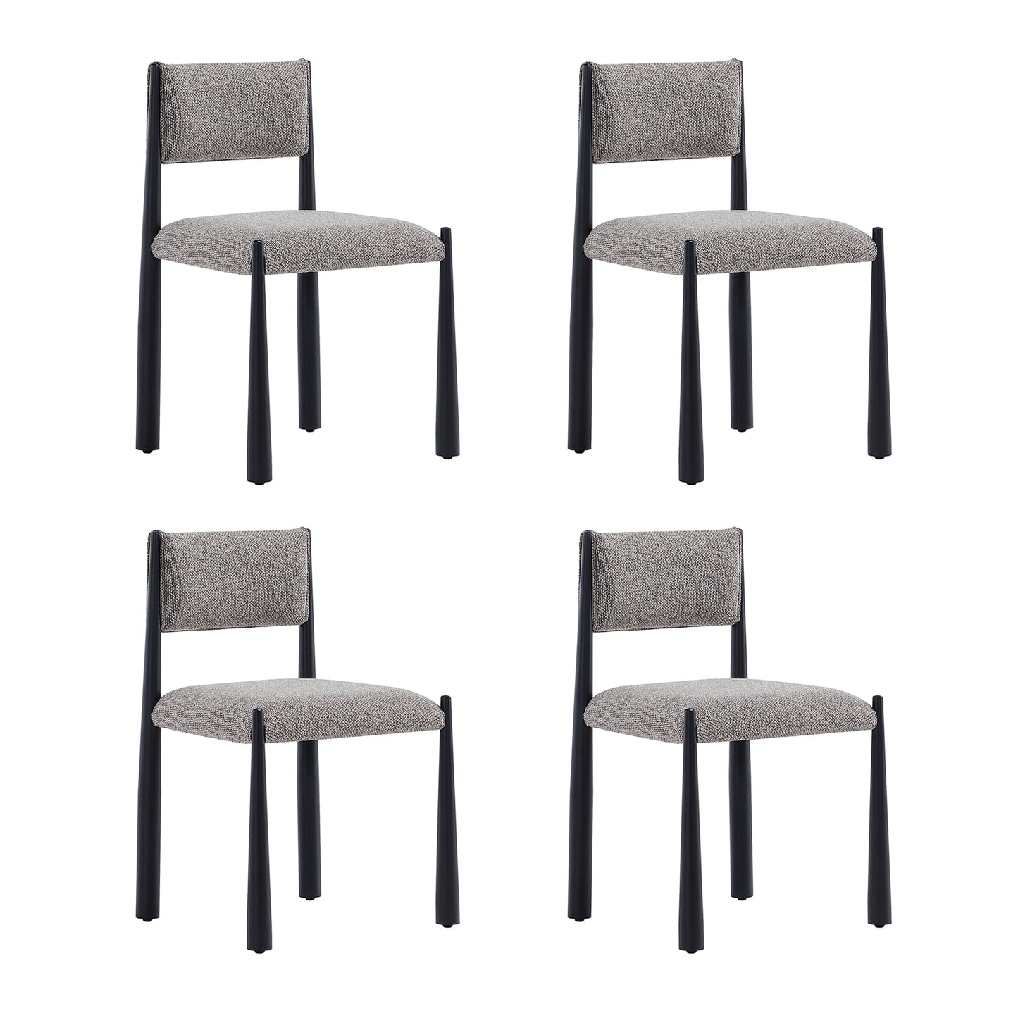 Lennor Mid-Century Modern Metal Boucle Side Chair in Mushroom - Set of 2 DC1502-3