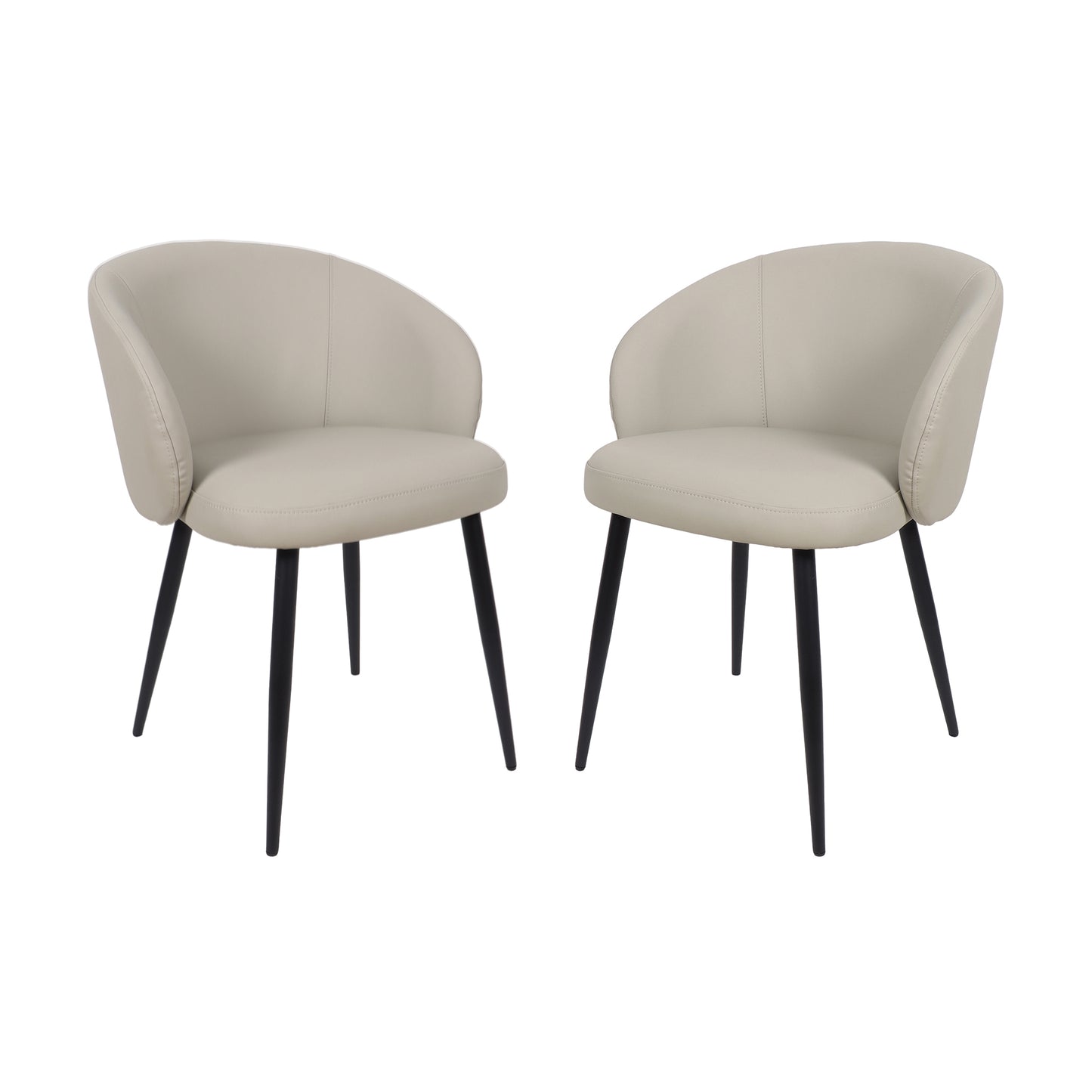 Looma Contemporary Modern Metal Vegan Leather Side Chair in Stone Gray - Set of 2 DC1530-1