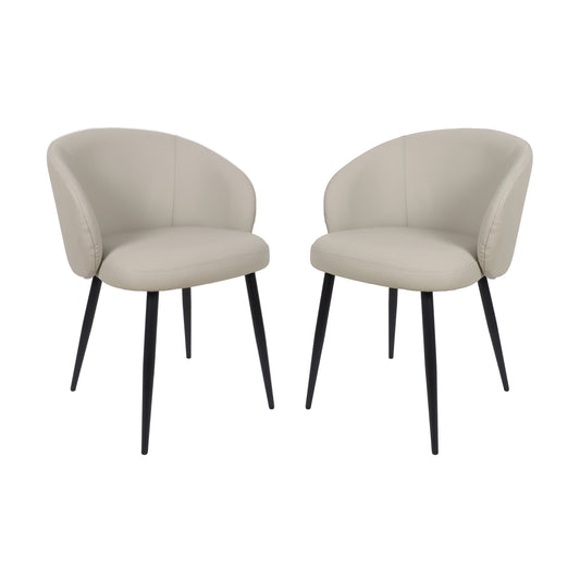 Looma Contemporary Modern Metal Vegan Leather Side Chair in Stone Gray - Set of 2 DC1530-1
