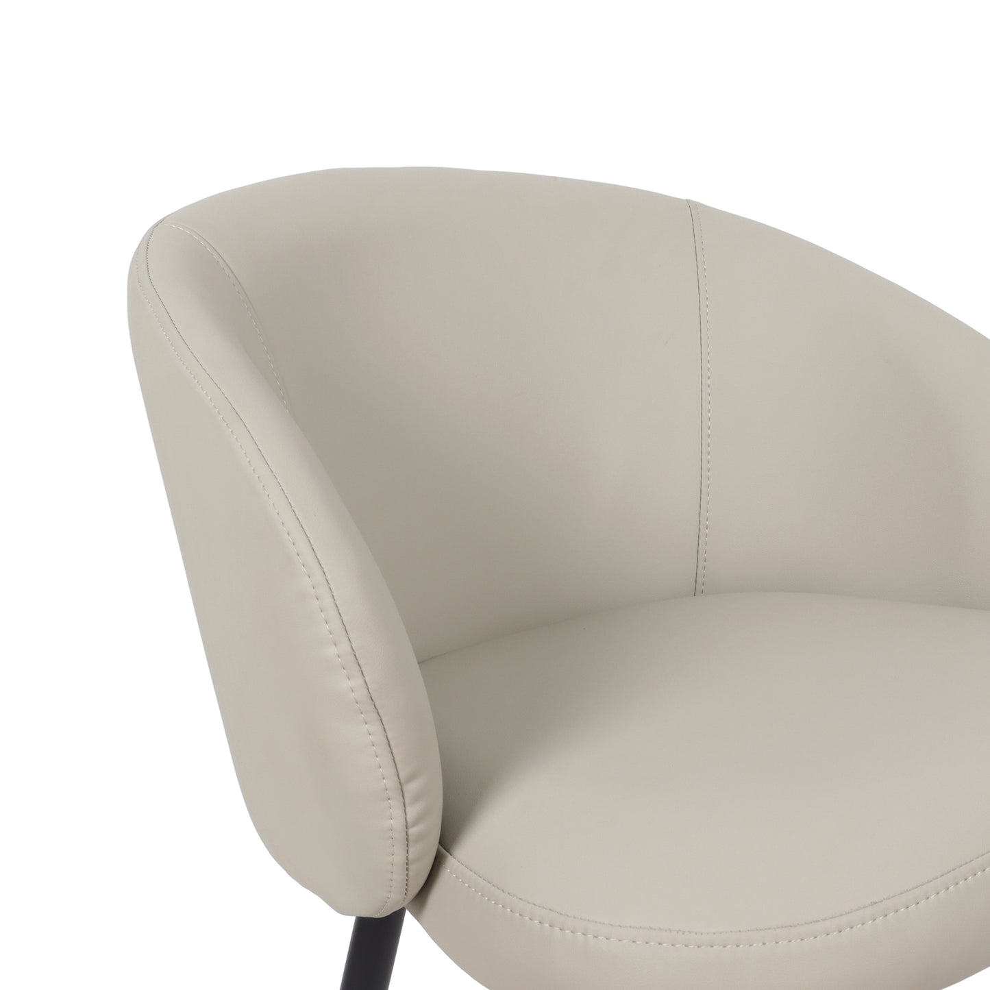 Looma Contemporary Modern Metal Vegan Leather Side Chair in Stone Gray - Set of 2 DC1530-1