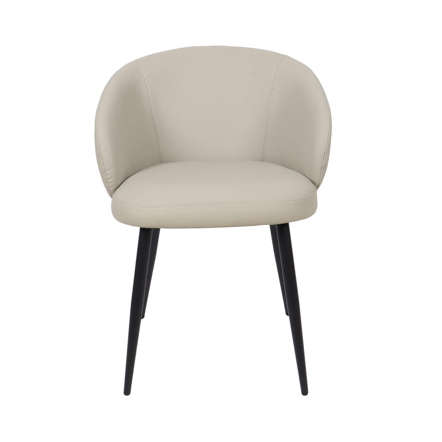 Looma Contemporary Modern Metal Vegan Leather Side Chair in Stone Gray - Set of 2 DC1530-1