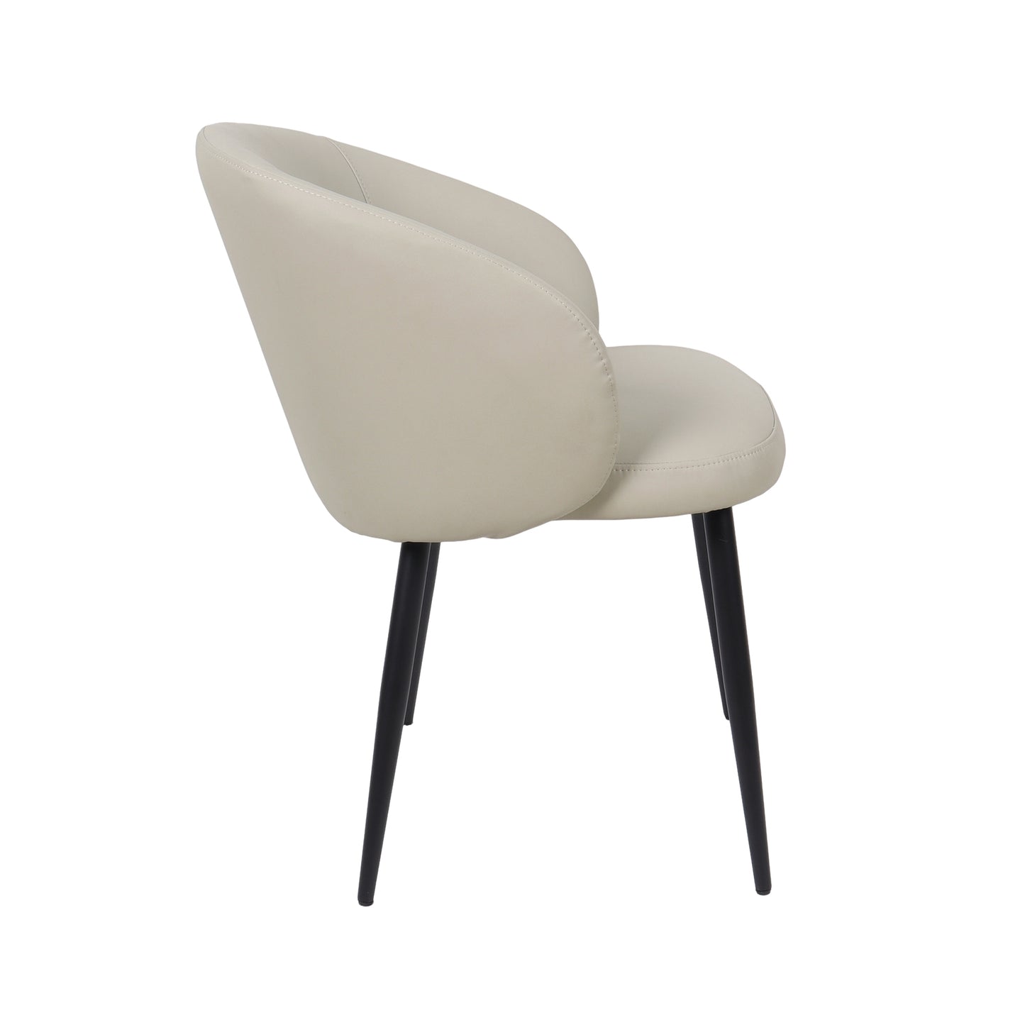 Looma Contemporary Modern Metal Vegan Leather Side Chair in Stone Gray - Set of 2 DC1530-1
