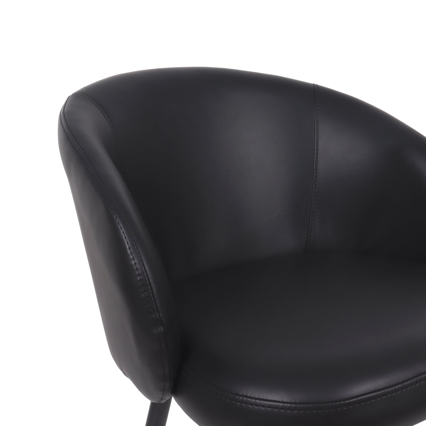 Looma Contemporary Modern Metal Vegan Leather Side Chair in Black - Set of 2 DC1530-2