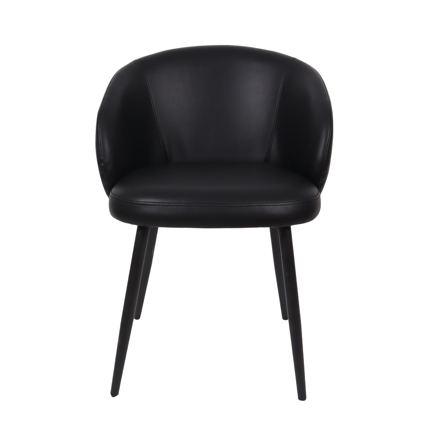 Looma Contemporary Modern Metal Vegan Leather Side Chair in Black - Set of 2 DC1530-2