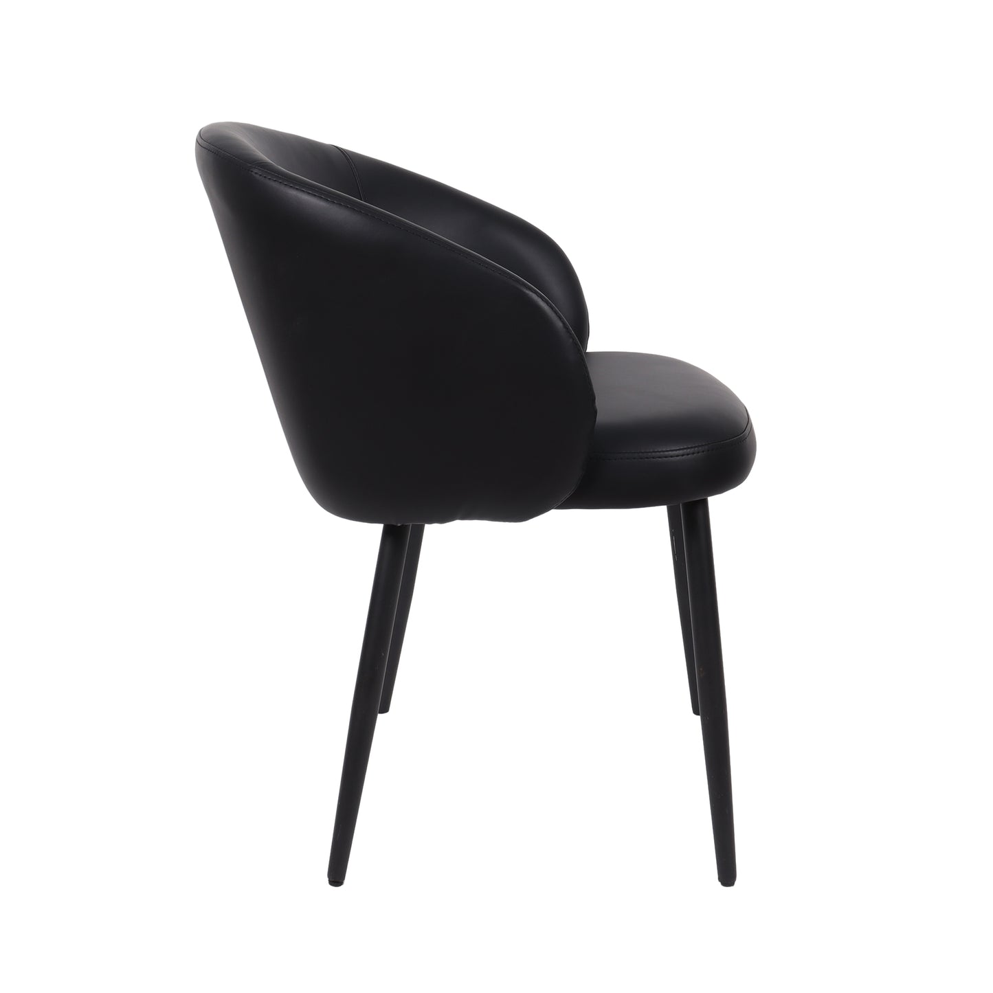 Looma Contemporary Modern Metal Vegan Leather Side Chair in Black - Set of 2 DC1530-2