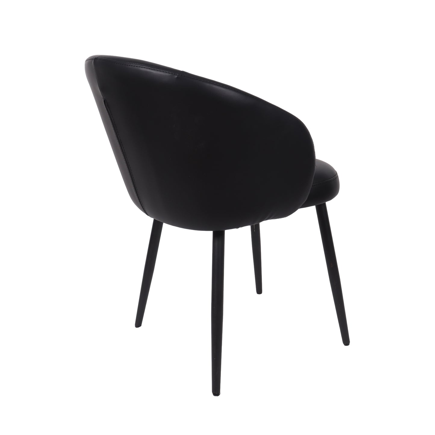 Looma Contemporary Modern Metal Vegan Leather Side Chair in Black - Set of 2 DC1530-2