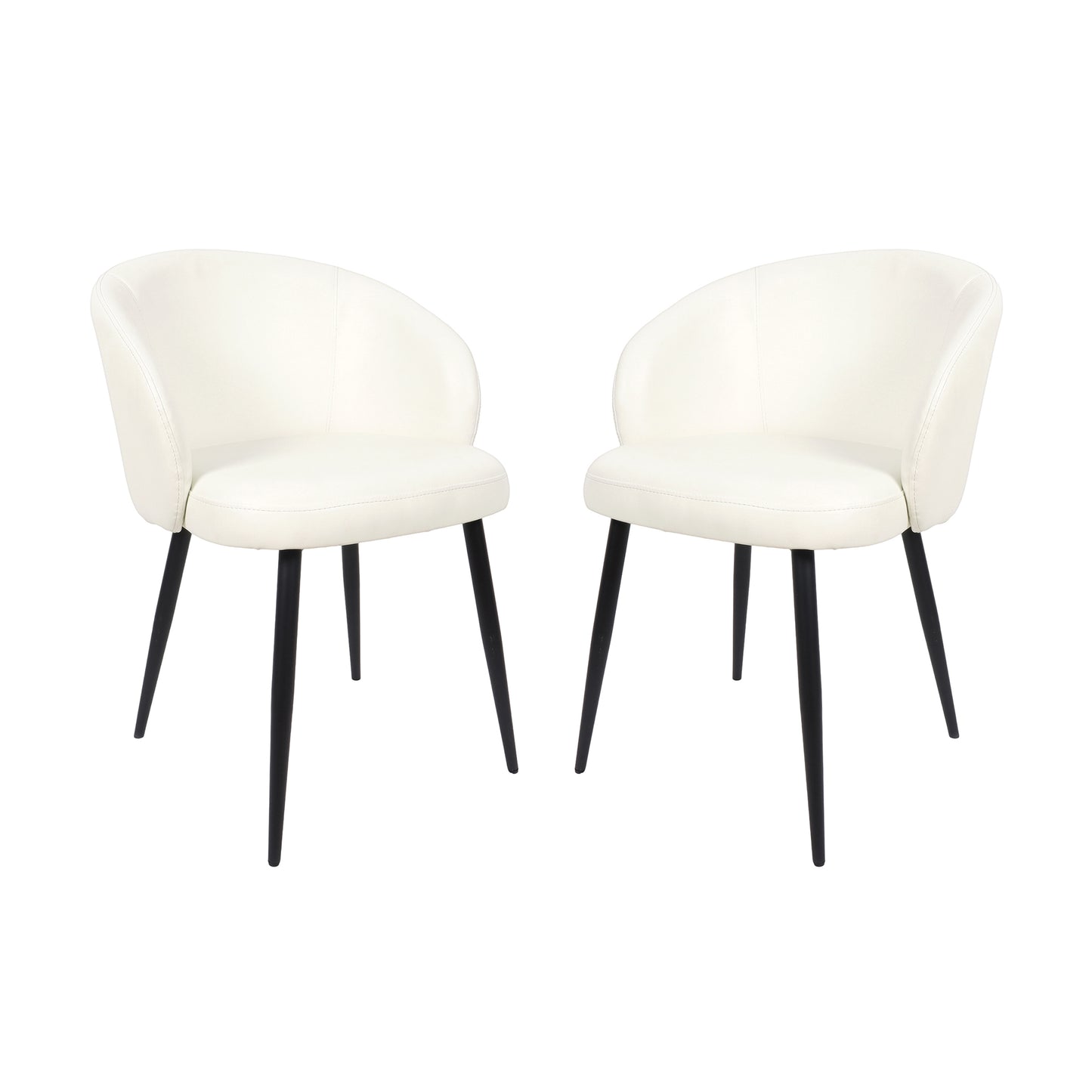 Looma Contemporary Modern Metal Vegan Leather Side Chair in Ivory - Set of 2 DC1530-3