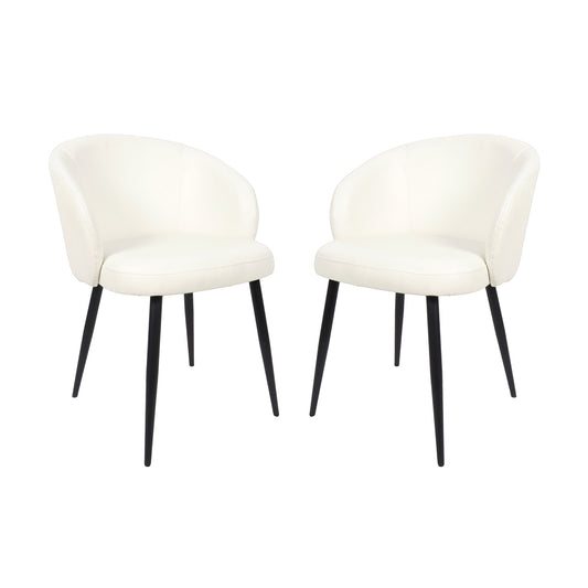 Looma Contemporary Modern Metal Vegan Leather Side Chair in Ivory - Set of 2 DC1530-3