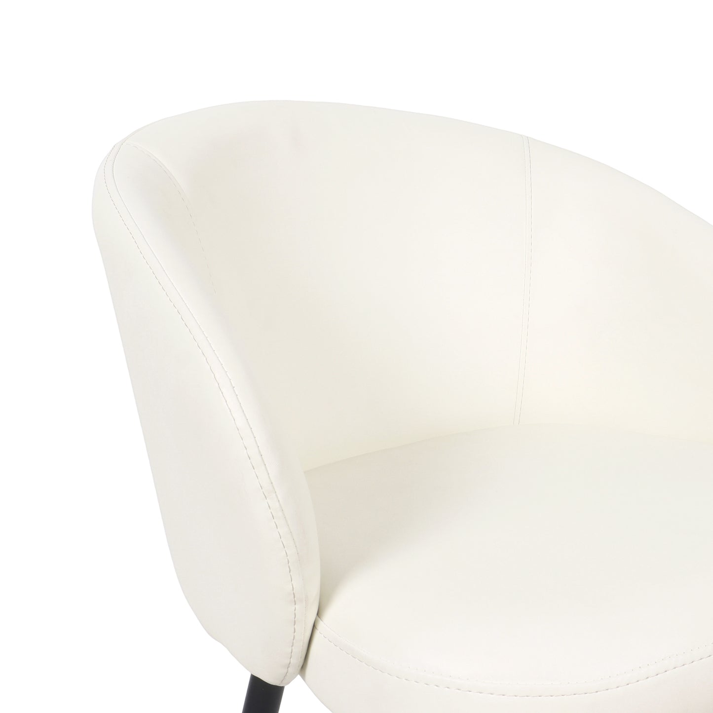 Looma Contemporary Modern Metal Vegan Leather Side Chair in Ivory - Set of 2 DC1530-3