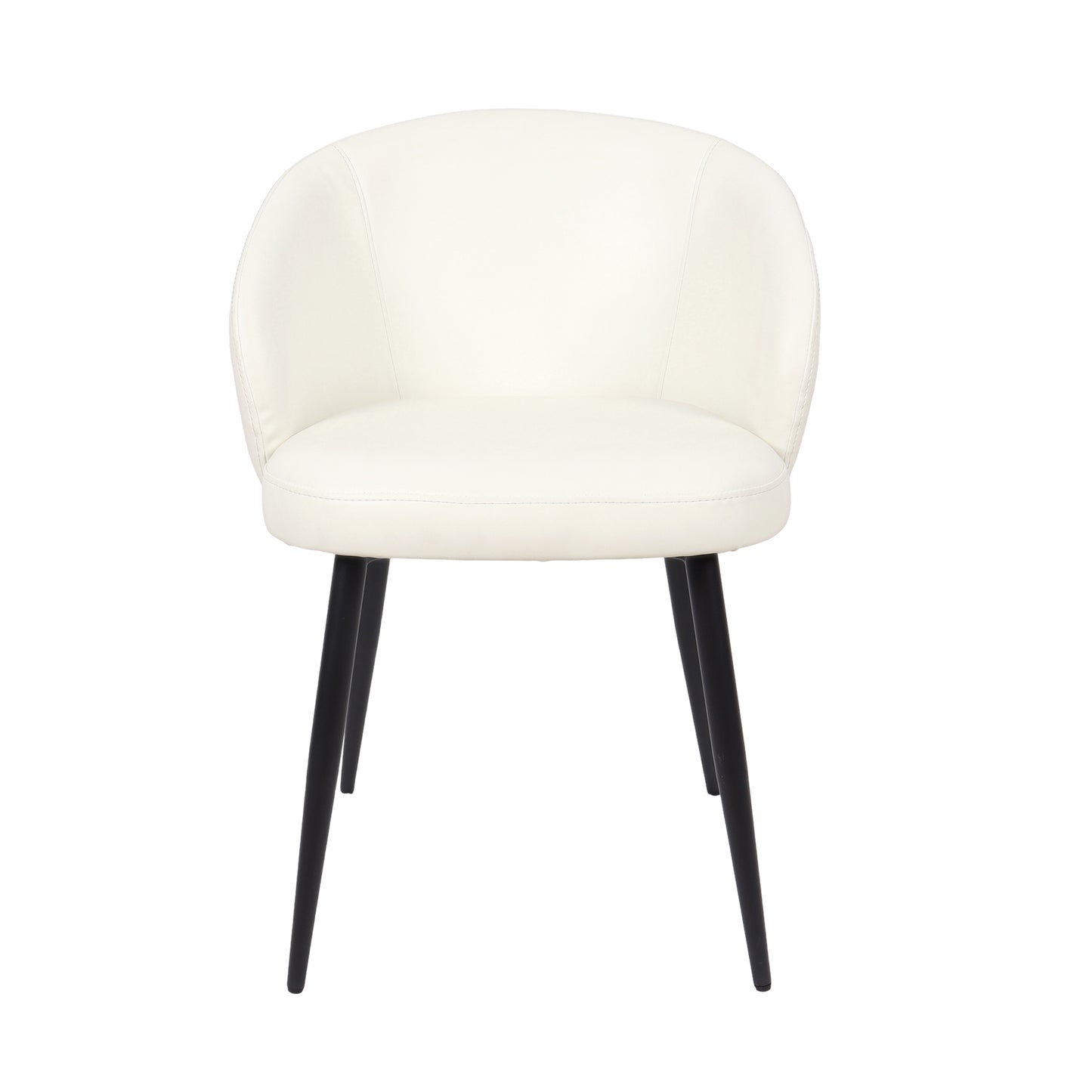 Looma Contemporary Modern Metal Vegan Leather Side Chair in Ivory - Set of 2 DC1530-3