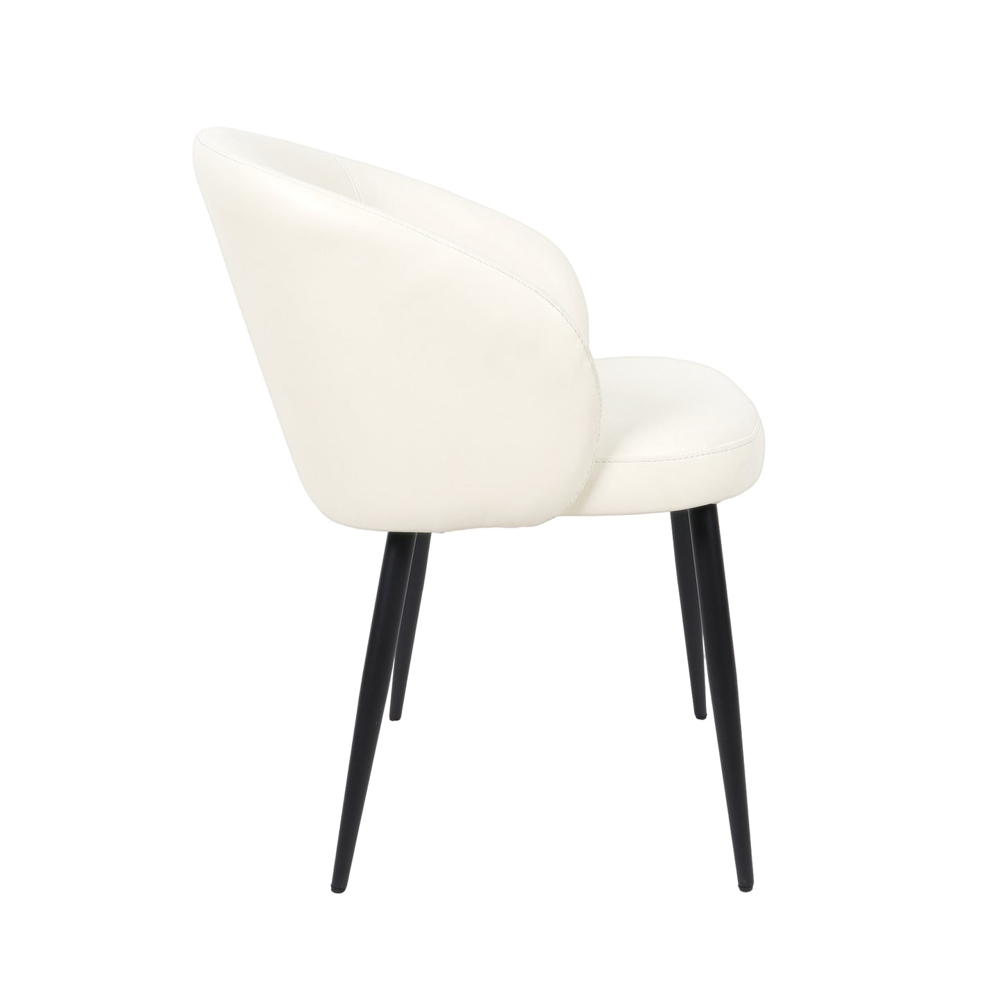 Looma Contemporary Modern Metal Vegan Leather Side Chair in Ivory - Set of 2 DC1530-3