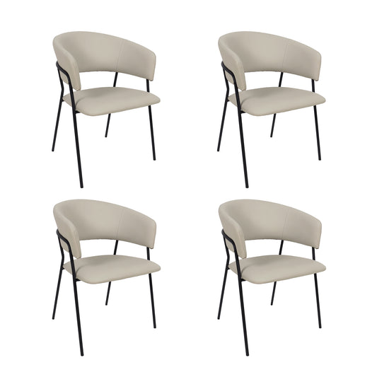 Slate Contemporary Modern Metal Vegan Leather Armchair in Stone Gray - Set of 4 DC1531-1
