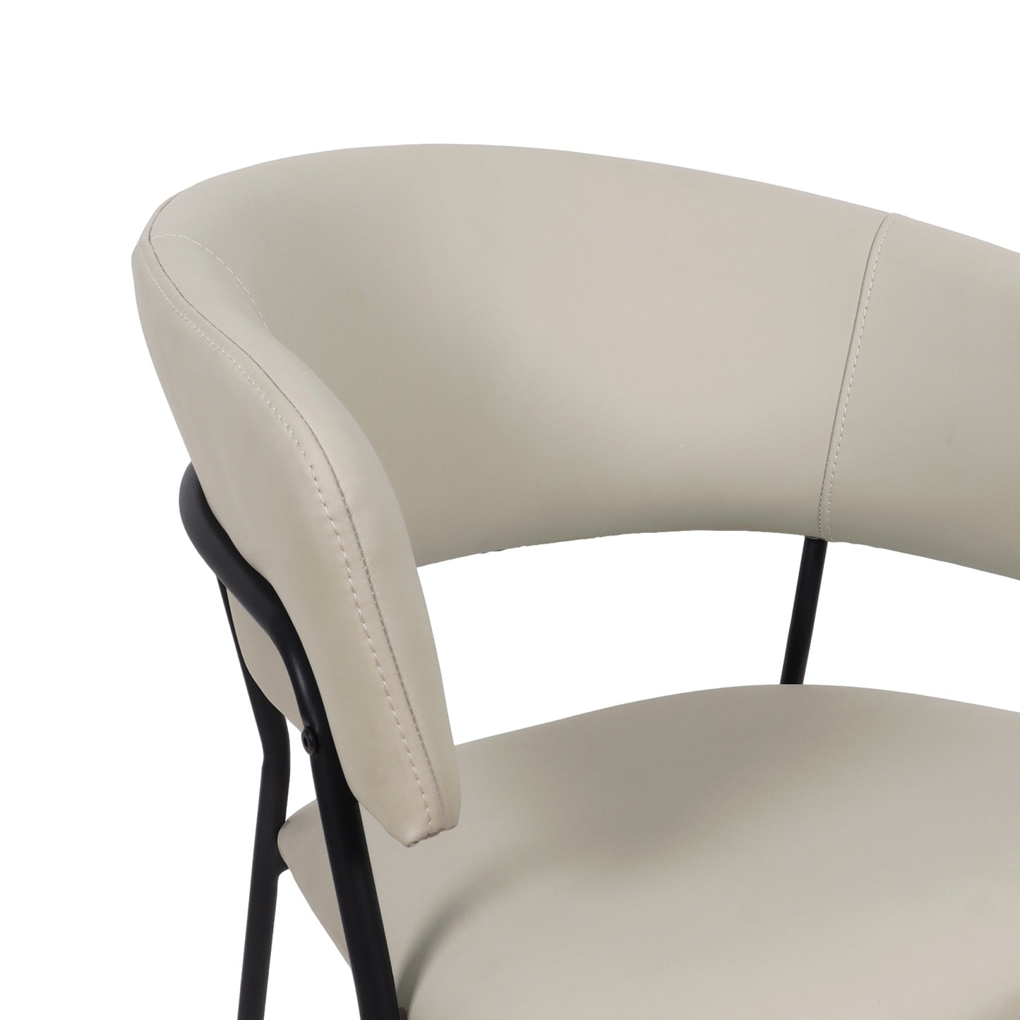 Slate Contemporary Modern Metal Vegan Leather Armchair in Stone Gray - Set of 4 DC1531-1