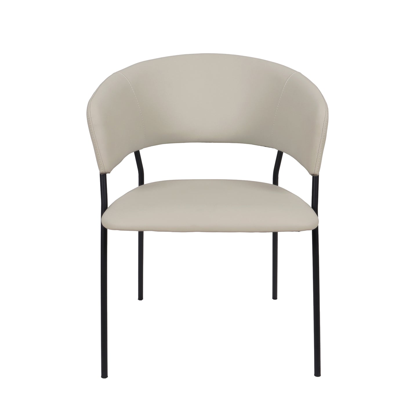 Slate Contemporary Modern Metal Vegan Leather Armchair in Stone Gray - Set of 4 DC1531-1